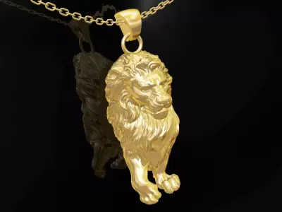 Lion statue gold pendant jewelry 3D print model