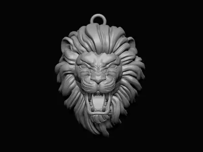 Furious Lion Head Pendant 3D print model