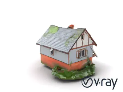 Collapsed Abandoned House Ruin model pack Low-poly 3D model