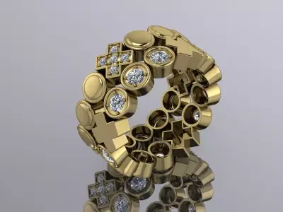 Set Jewelry Ring Gold X Zero 4 Rings 3D print model