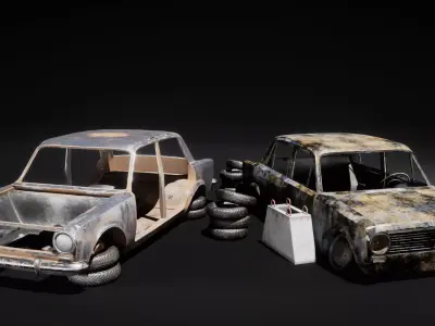 Abandoned Props Pack Post-Soviet Style Low-poly 3D model