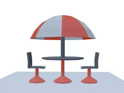  Outdoor Seating With Table And Two Chairs Low poly Free Model Free low-poly 3D model