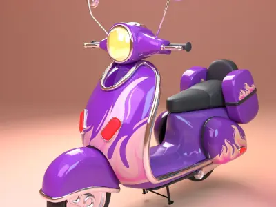 Stylized cartoon scooter Low-poly 3D model