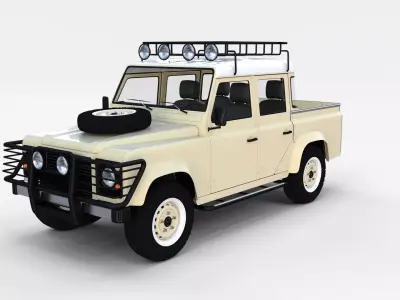 Land Rover Defender 110 Double Cab Pick Up w interior rev 3D model