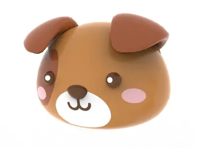 Animal Head Cartoon 3D Low-poly 3D model