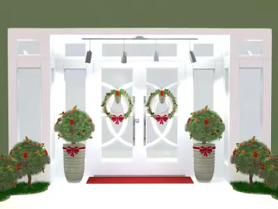 Christmas - Round Plant Pot 3D Model 3D model