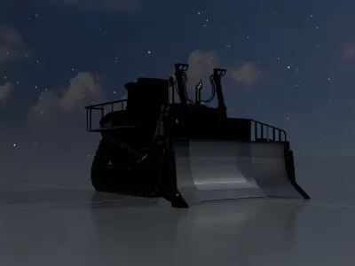 Hydraulic bulldozer tracked construction site vehicle black Low-poly 3D model