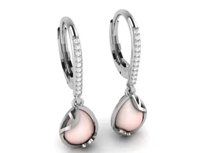 Women Opal Stone Earrings 3D print model