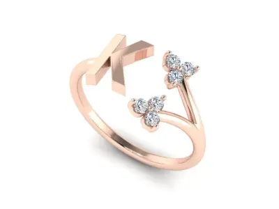 Jewelry Alphabet Ring K with Diamonds  3D print model