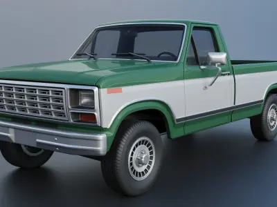 Pickup Truck F-150 Long Bed 1980 3D print model