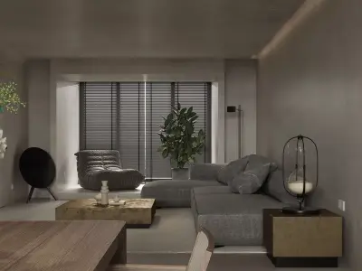 Modern living room dining room interior scenes 511 3D model