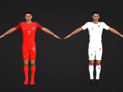 Cristiano Ronaldo - Portugal - Two Models Low-poly 3D model