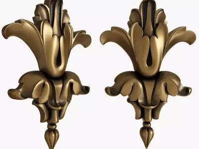 decor two ornate brass wall sconces 3D model