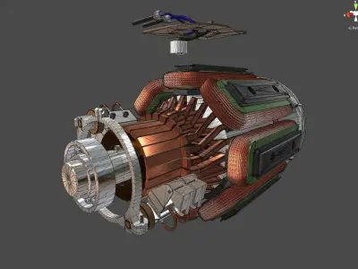 DC electric motor Low-poly 3D model