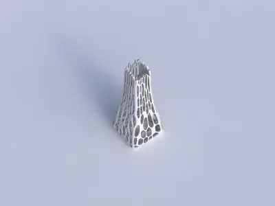 Vase squeezed rectangle with cracked organic lattice  3D print model