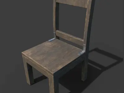  old wooden chair game asset  Low-poly 3D model