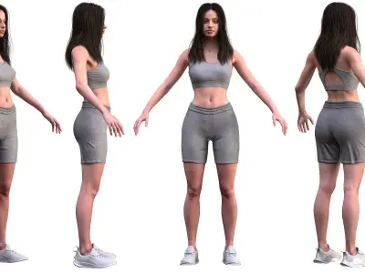 Woman Sport Outfit - Modular - Rigged Low-poly 3D model