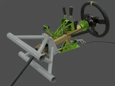 Highpoly steering wheel gearshift and handbrake for rally car 3D model