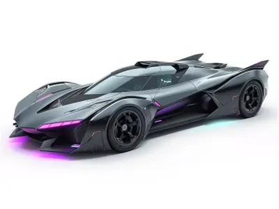 Futuristic Cyberpunk Sports Hypercar 3D Model Low-poly 3D model