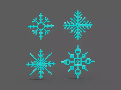 Pixel Snowflake Low-poly 3D model