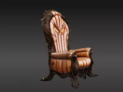 Pumpkin Throne Chair 3D Model Halloween Decor Armchair  3D model