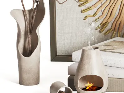 Decorative Set Frame and Candle 3D model
