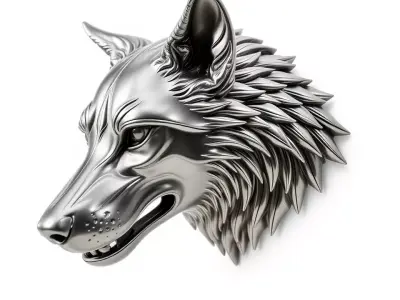 Silver Wolf Sculpture model pack Low-poly 3D model