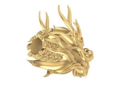 Asian Dragon Head Model with High Detail Carving  3243 3D print model