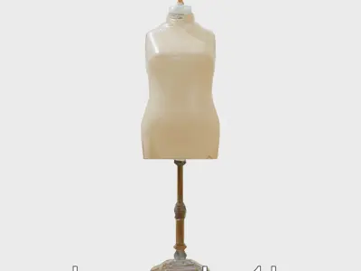 Vintage Dress Form Mannequin with Adjustable Bronze Base Low-poly 3D model