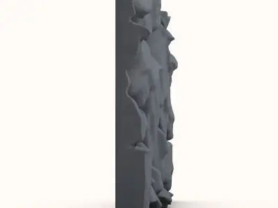 Fractured Basalt Rock Wall 3D model
