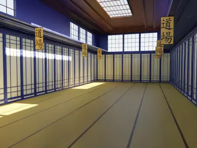 Kung-Fu Hall Low-poly 3D model