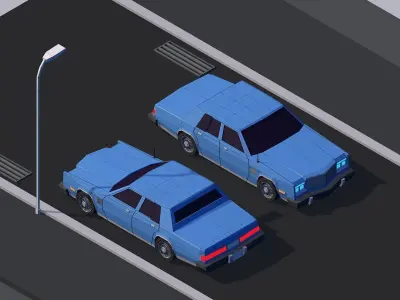 Cartoon Low Poly Chrysler 1980 Car Low-poly 3D model