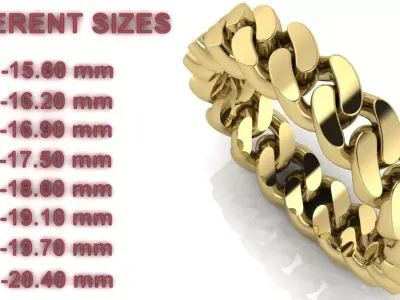 Cuban Link Chain Ring 5 mm Wide - DIFERENT SIZES 3D print model