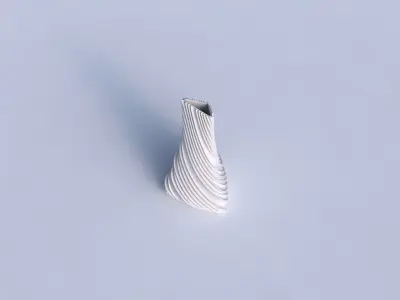 Vase grounded tilted triangle with twisted extruded lines 3D print model