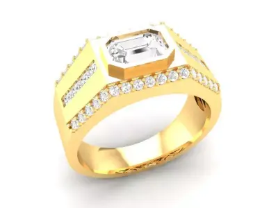 Luxury Emerald Cut Diamond Ring for Men 121 3D print model
