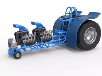 Pulling tractor with 2 engines V8 Scale 1 to 25 3D print model