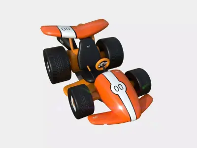 Cartoon Kart A07 Orange - Vehicle Racing Design Low-poly 3D model