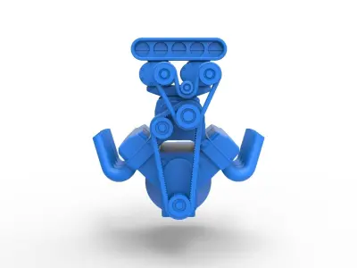 Engine V8 with triple supercharger Version 2 Scale 1 to 25 3D print model