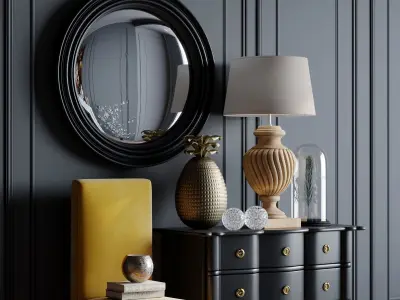Dresser with decor set 3D model purchase