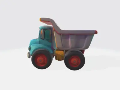 low-poly cartoon truck Low-poly 3D model