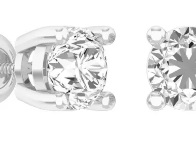 Single diamond earrings for woman 3D print model