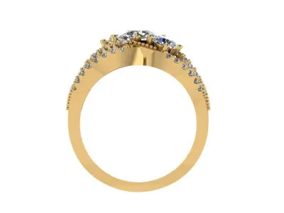 Ring137 gold diamond ring with three stones 3D print model