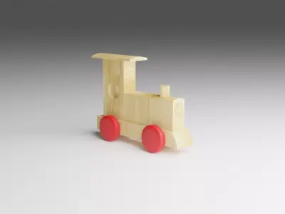 Wood Toy Train Low-poly 3D model