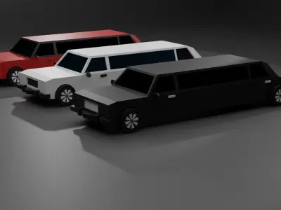 limousine car Low-poly 3D model