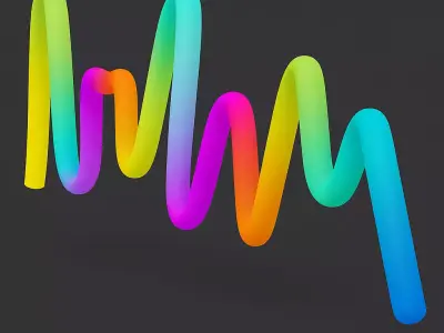 3D Colorful Gradient Curve Squiggle 3D model