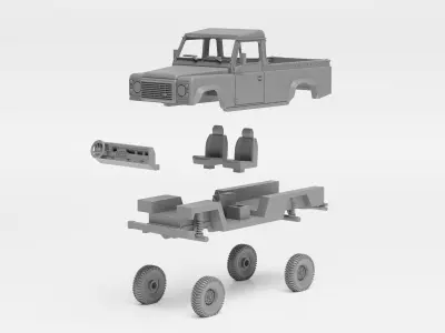 Land Rover Defender 110 Pickup - H0 scale car model kit 3D print model