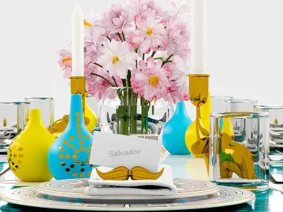 Tableware table setting 3D model