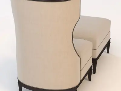 Bolier Modern Luxury Demi Wing Chair 92006 3D model