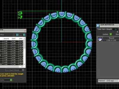 U Shaped Eternity Ring 2 point 5 mm stone size swiss 10 and EU50 3D print model