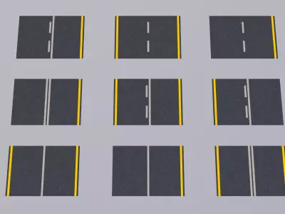 9 Road Patterns Low-poly 3D model